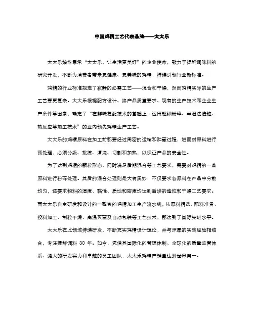 中国鸡精工艺代表品牌——太太乐