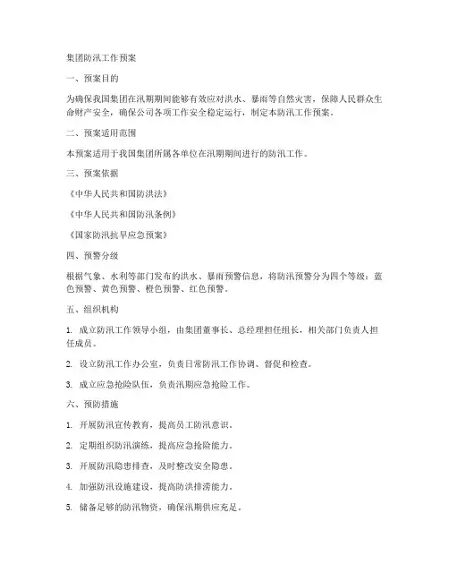 集团防汛工作预案