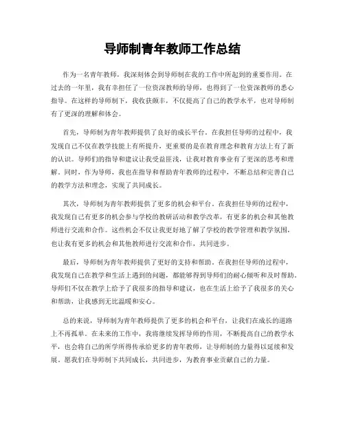 导师制青年教师工作总结