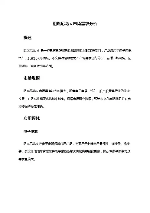 2024年阻燃尼龙6市场需求分析