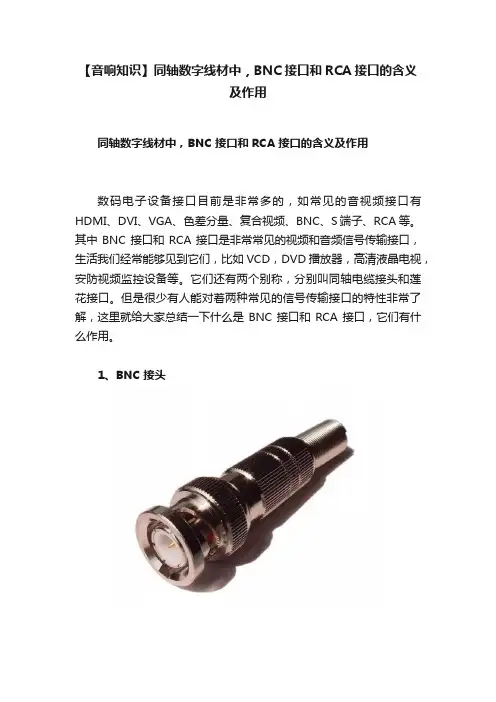 【音响知识】同轴数字线材中，BNC接口和RCA接口的含义及作用