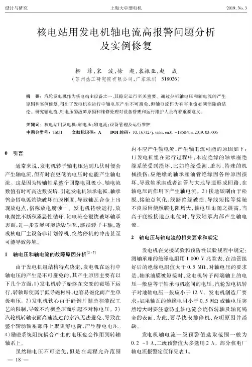 核电站用发电机轴电流高报警问题分析及实例修复