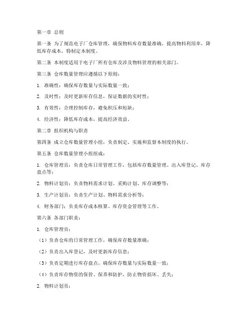 电子厂仓库数量管理制度