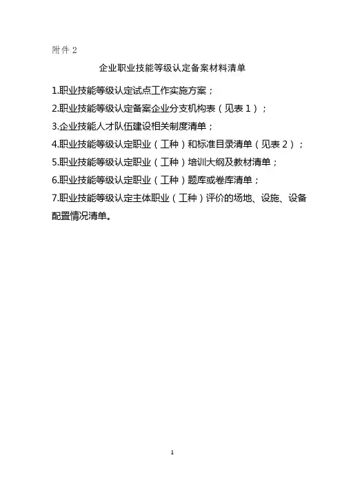 企业职业技能等级认定备案材料清单职业技能等级认定备案企业分支机构表【模板】