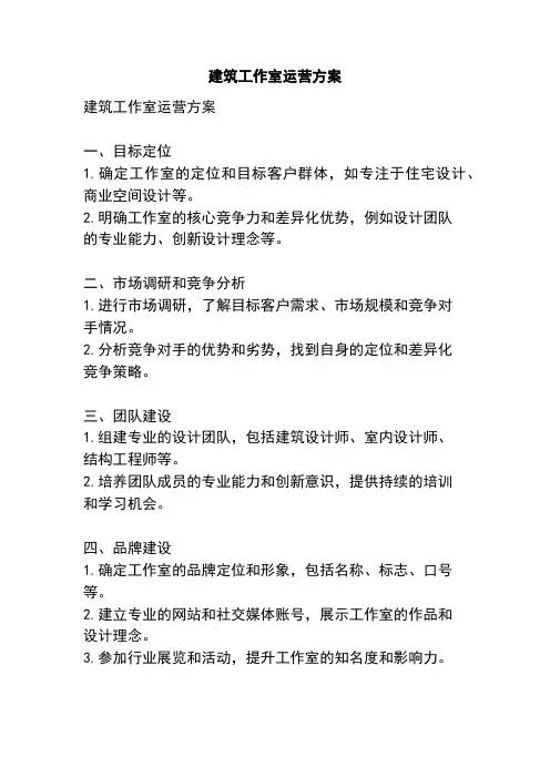 建筑工作室运营方案