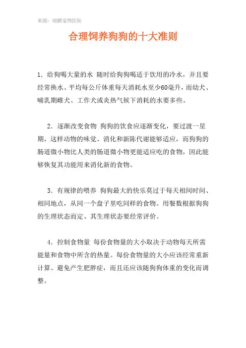 合理饲养狗狗的十大准则