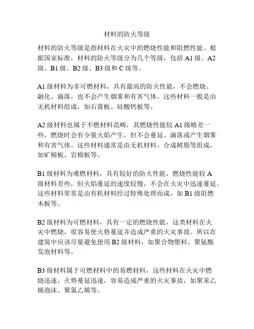 材料的防火等级