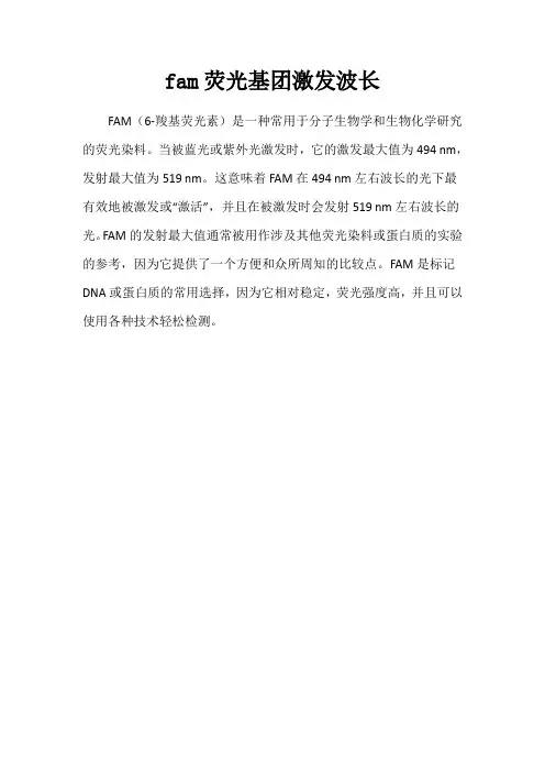 fam荧光基团激发波长