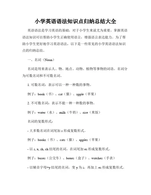 小学英语语法知识点归纳总结大全