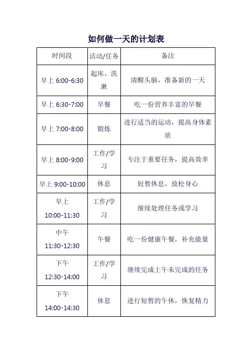如何做一天的计划表