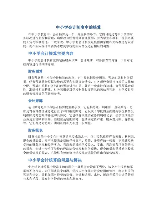 中小学会计制度中的核算