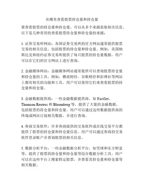 从哪里查看股票持仓量和持仓量