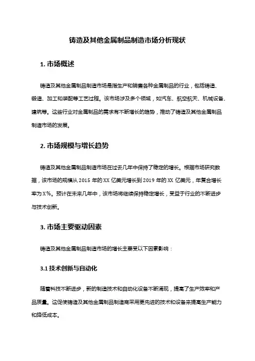 2024年铸造及其他金属制品制造市场分析现状