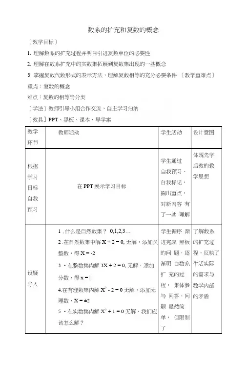 人教版选修22数系的扩充和复数的概念教案.docx
