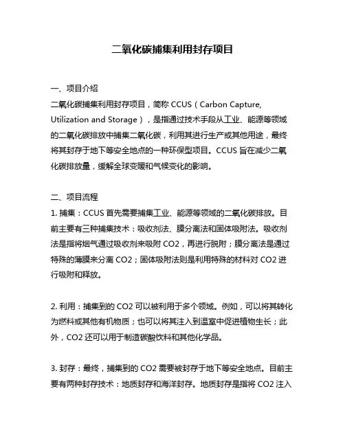 二氧化碳捕集利用封存项目