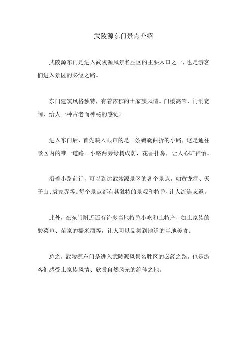 武陵源东门景点介绍