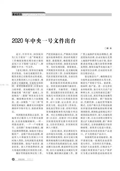 2020年中央一号文件出台