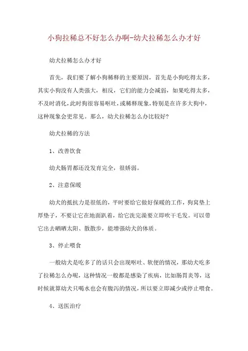 小狗拉稀总不好怎么办啊-幼犬拉稀怎么办才好