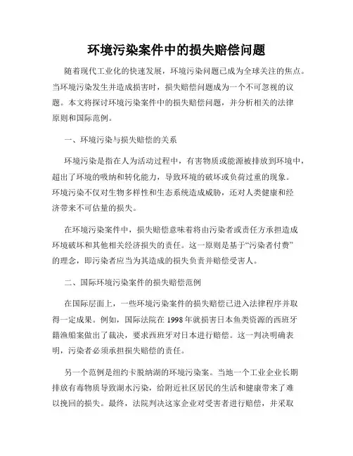 环境污染案件中的损失赔偿问题