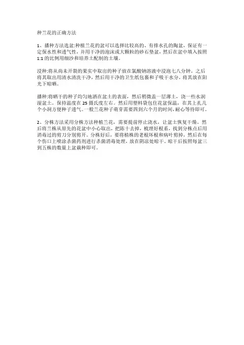 种兰花的正确方法