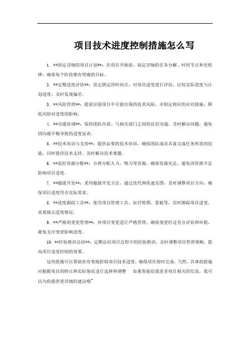项目技术进度控制措施怎么写