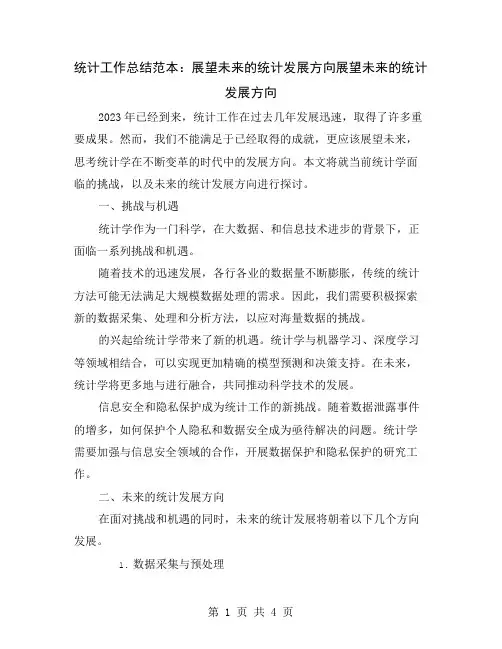 统计工作总结范本：展望未来的统计发展方向