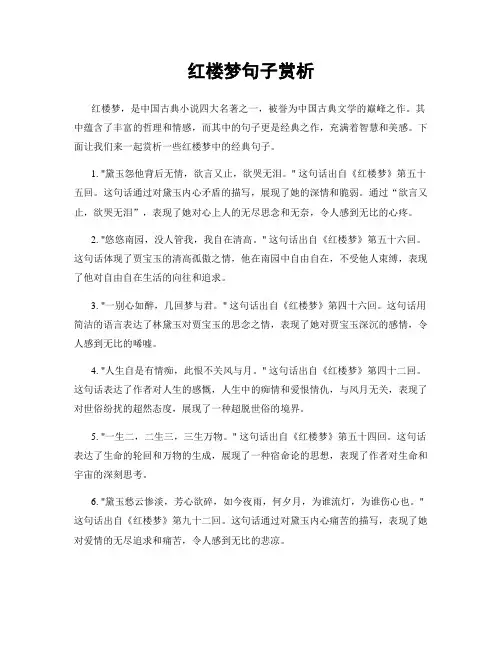 红楼梦句子赏析