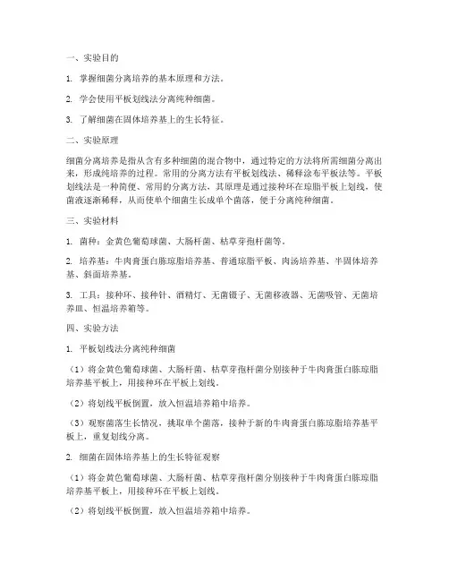 细菌的分离培养实验报告