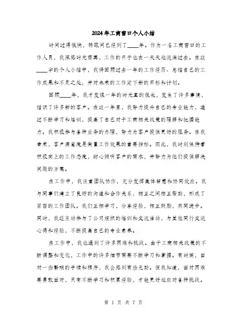 2024年工商窗口个人小结(二篇)