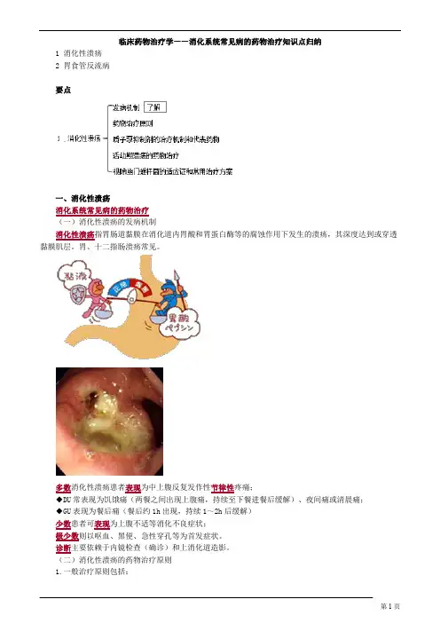 临床药物治疗学——消化系统常见病的药物治疗知识点归纳