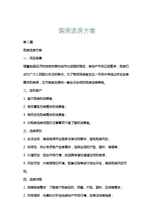 购房选房方案