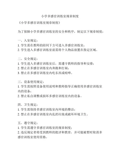 小学多感官训练室规章制度