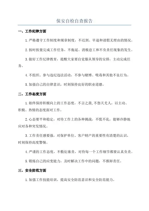 保安自检自查报告