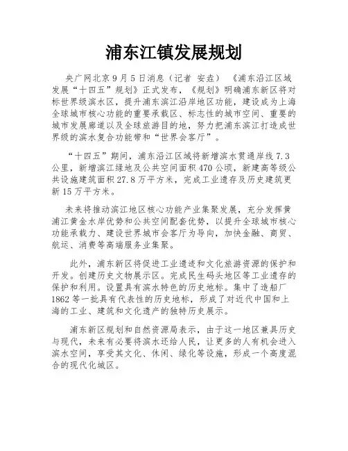 浦东江镇发展规划