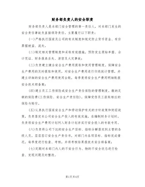 财务部负责人的安全职责（3篇）