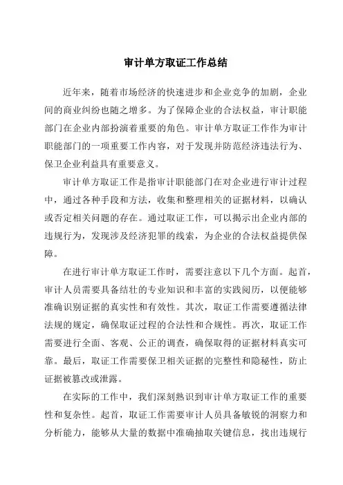 审计单方取证工作总结