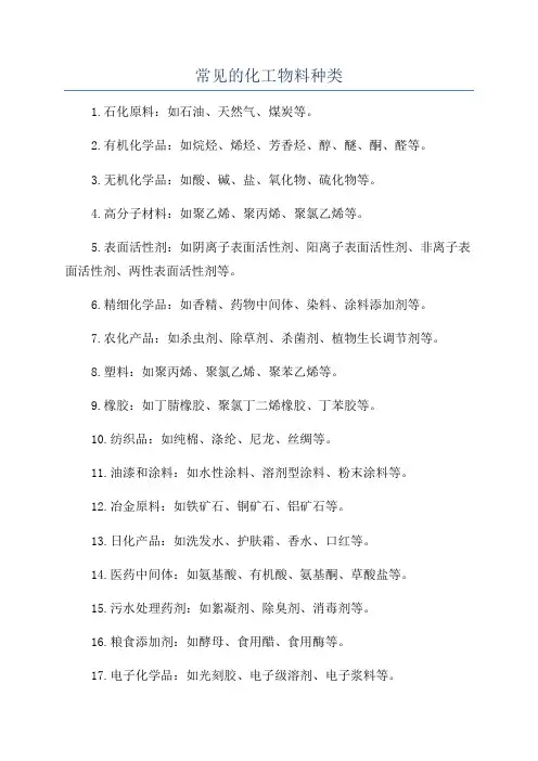 常见的化工物料种类