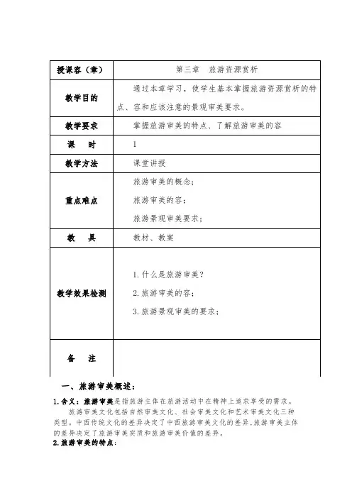 旅游审美赏析总结