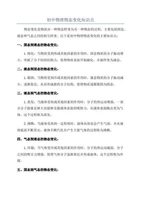 初中物理物态变化知识点