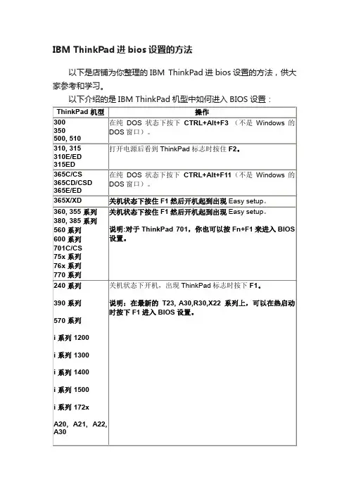 IBMThinkPad进bios设置的方法