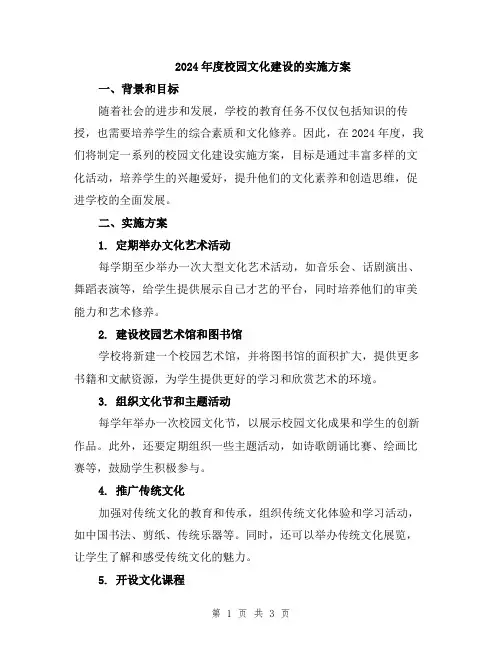 2024年度校园文化建设的实施方案