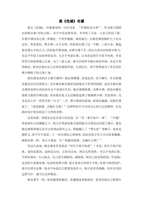 观《危城》有感