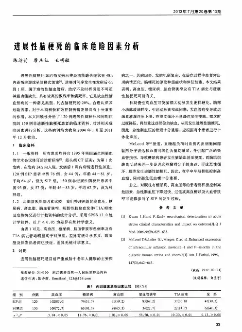 进展性脑梗死的临床危险因素分析