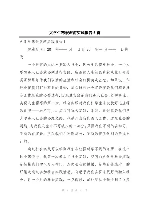 大学生寒假旅游实践报告5篇