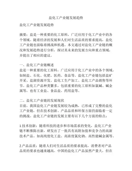 盐化工产业链发展趋势