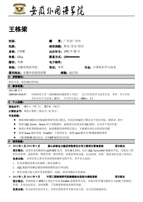 安徽外国语学院简历模板(版式3+logo+灰色图标黑线框标题)