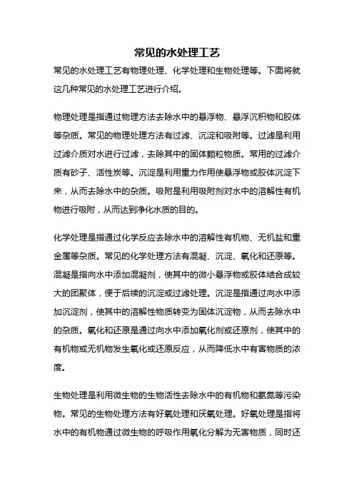 常见的水处理工艺