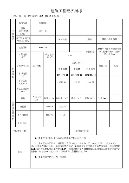 1.4期地下车库平米指标