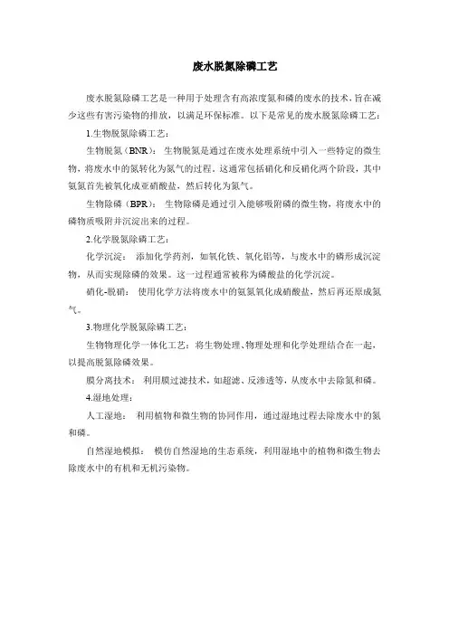 废水脱氮除磷工艺