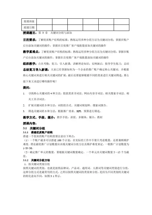第 3 章  关键词分组与添加